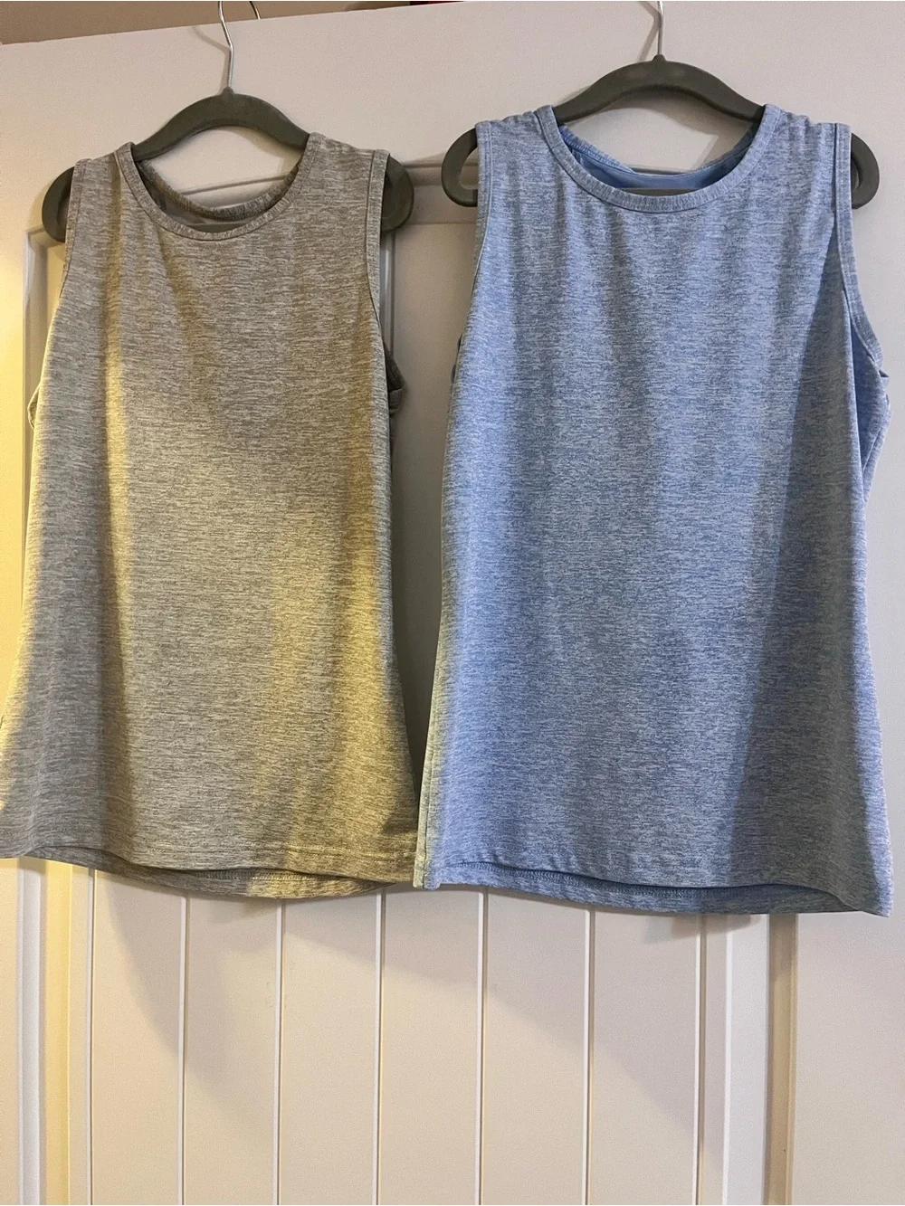 liberty Kids Sleeveless Tank Tops — Gray & Light Blue